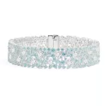 APM Monaco Bracelet Pavé Blanc & Bleu Lagon Argent Sterling