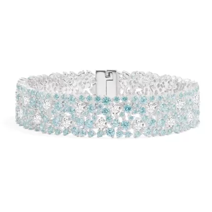 APM Monaco Bracelet Pavé Blanc & Bleu Lagon Argent Sterling