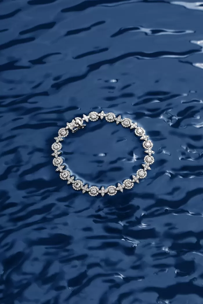 APM Monaco Bracelet Pavé Météorites & Cercles Argent Sterling