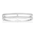 APM Monaco Bracelet délicat à double ligne pavé Argent Sterling