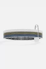 APM Monaco Bracelet triple épingle de sécurité en kaki et bleu Argent Sterling