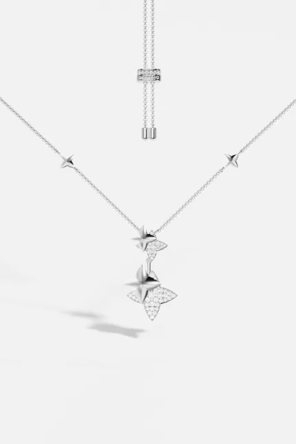 APM Monaco Collier Ajustable Argent Double Météorites Argent Sterling