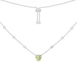 APM Monaco Collier Ajustable Coeur Vert Argent Sterling