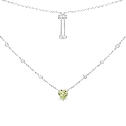 APM Monaco Collier Ajustable Coeur Vert Argent Sterling