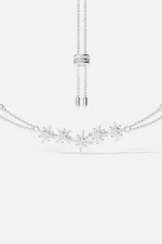 APM Monaco Collier Ajustable Double Chaîne Météorites Argent Sterling