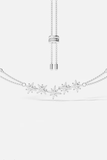 APM Monaco Collier Ajustable Double Chaîne Météorites Argent Sterling