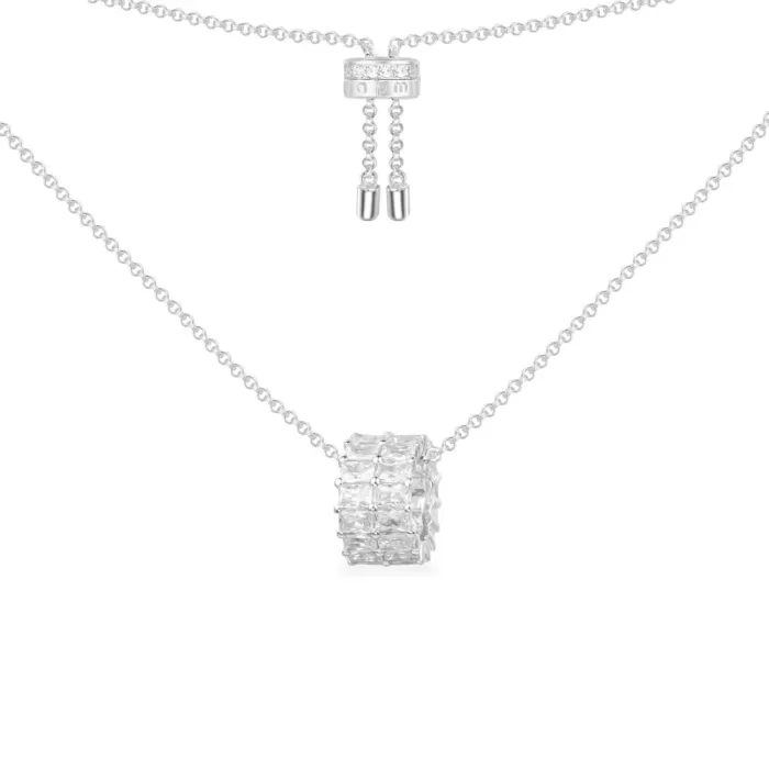 APM Monaco Collier Ajustable Eclat avec Anneau Double Rang Argent Sterling