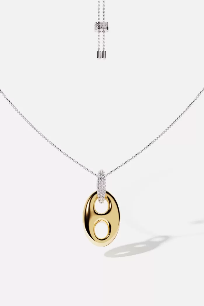 APM Monaco Collier Ajustable Grain de Café Plaqué Or Jaune 18 Carats