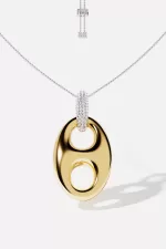 APM Monaco Collier Ajustable Grain de Café XL Plaqué Or Jaune 18 Carats