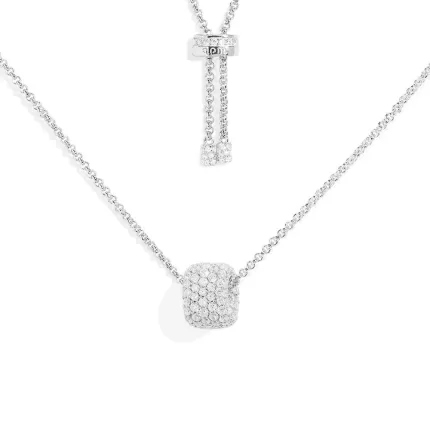 APM Monaco Collier Ajustable avec Bague Pavée Argent Sterling