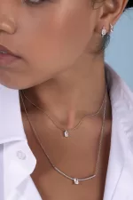 APM Monaco Collier Ajustable avec Pendentif Éclat Argent Sterling