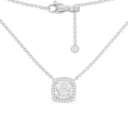 APM Monaco Collier Ajustable avec Petite Pierre Carrée Argent Sterling