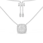 APM Monaco Collier Ajustable avec Pierre Carrée Argent Sterling