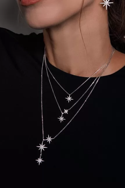 APM Monaco Collier Double Météorites Argent Sterling