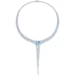 APM Monaco Collier Pavé Y-Drop Bleu Lagon Argent Sterling