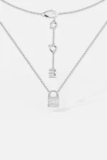 APM Monaco Collier à mini cadenas pavé Argent Sterling