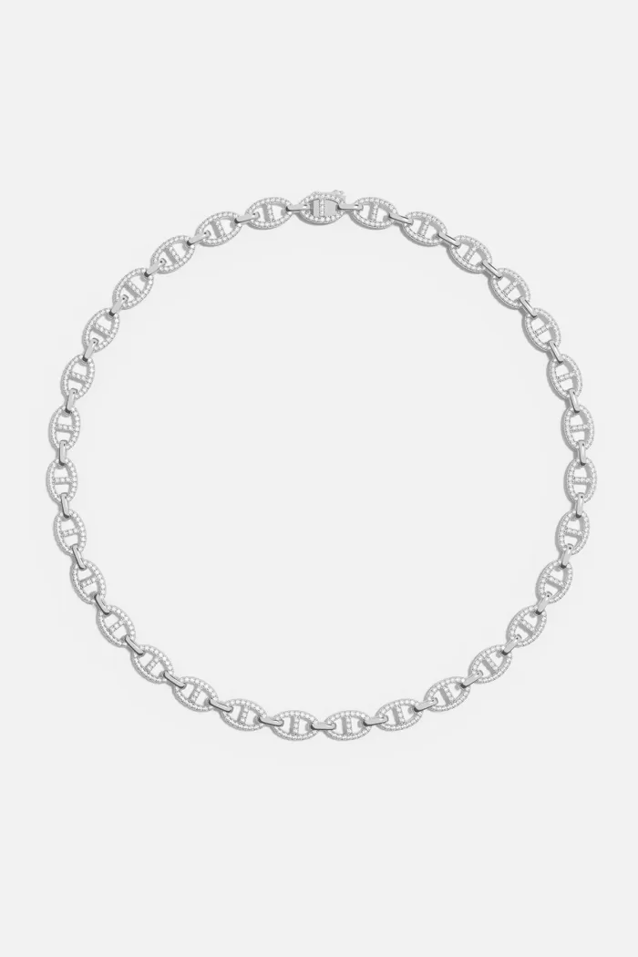 APM Monaco Collier chaîne Maille Marine Argent Sterling