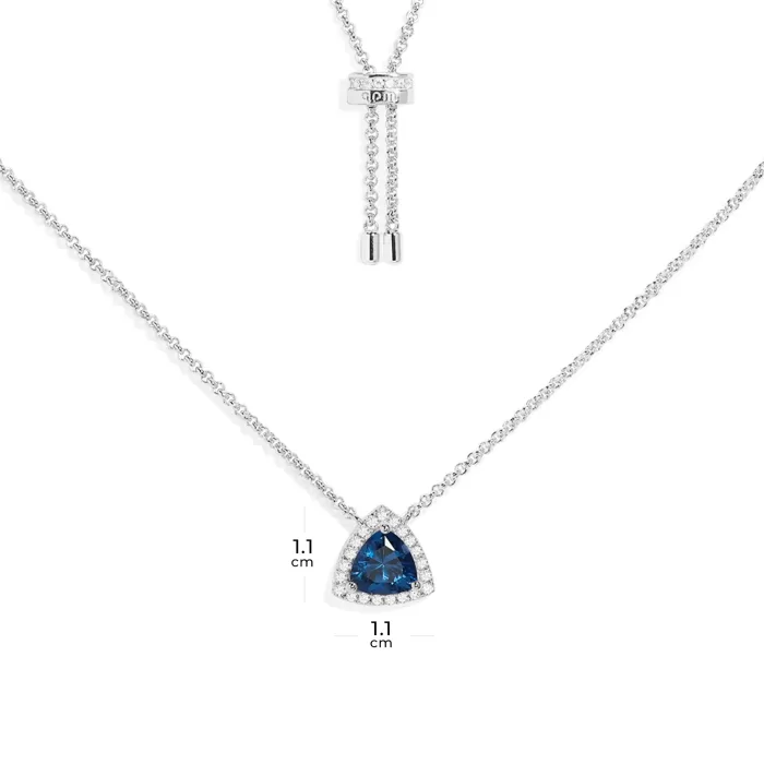 APM Monaco Collier réglable Triangle Pavé Bleu Argent Sterling