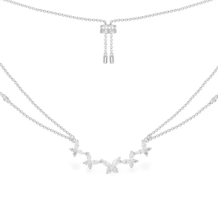 APM Monaco Collier réglable à double chaîne papillons Argent Sterling