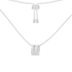 APM Monaco Collier réglable avec pendentif anneau double ligne Argent Sterling