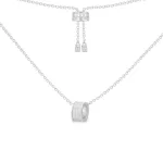 APM Monaco Collier réglable avec pendentif anneau pavé Argent Sterling