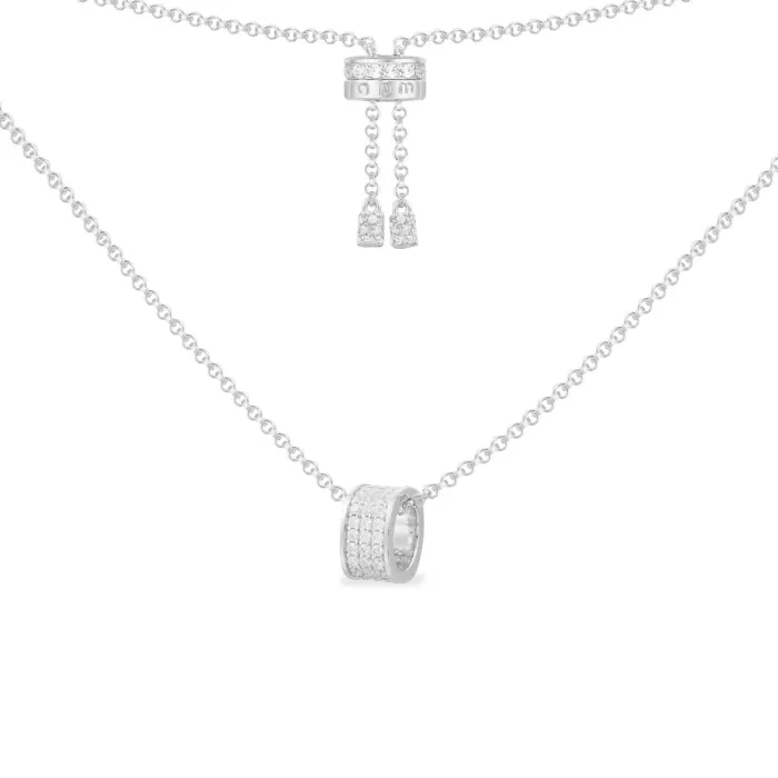 APM Monaco Collier réglable avec pendentif anneau pavé Argent Sterling