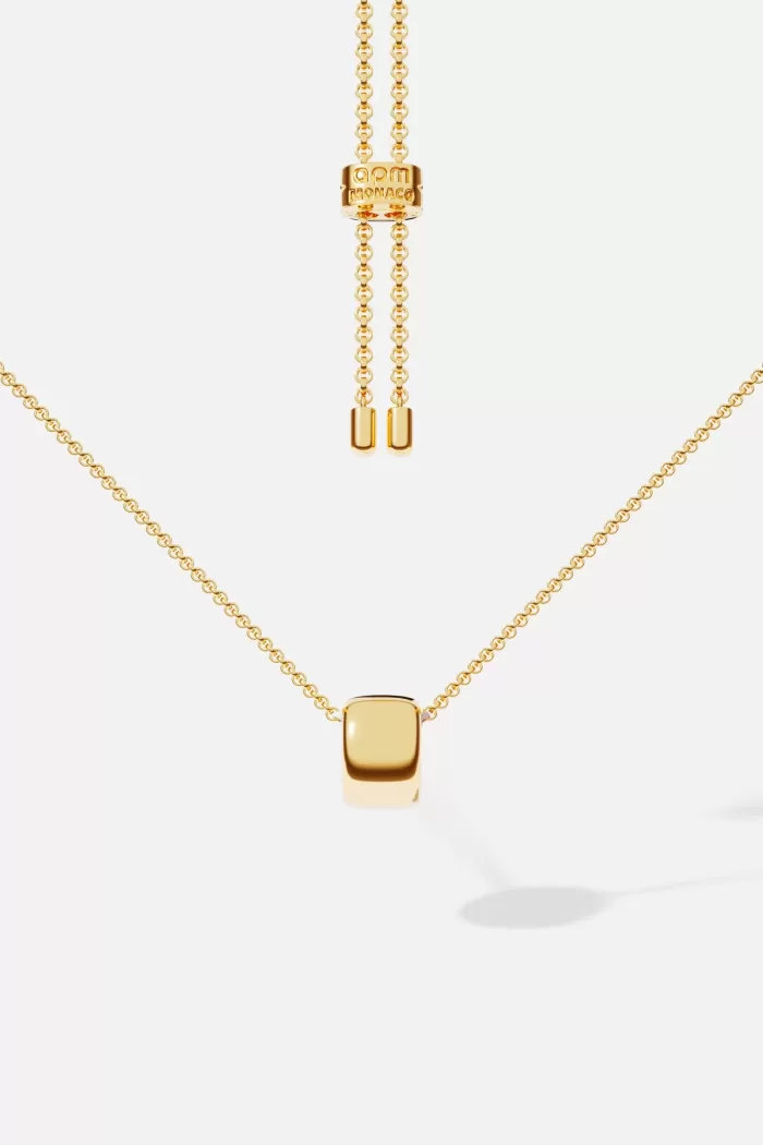 APM Monaco Collier réglable avec pendentif en or épais Plaqué Or Jaune 18 Carats