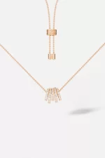 APM Monaco Collier réglable cerceau blanc Plaqué Or Rose 18 Carats