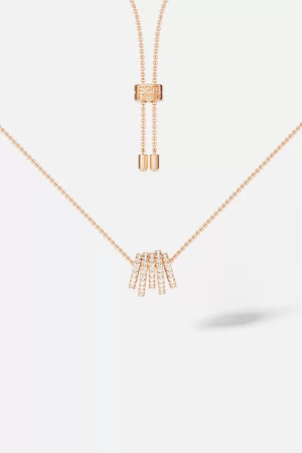 APM Monaco Collier réglable cerceau blanc Plaqué Or Rose 18 Carats