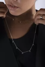 APM Monaco Collier réglable coeur bleu et blanc Argent Sterling