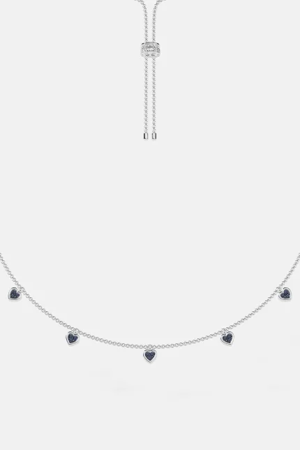 APM Monaco Collier réglable coeur bleu et blanc Argent Sterling