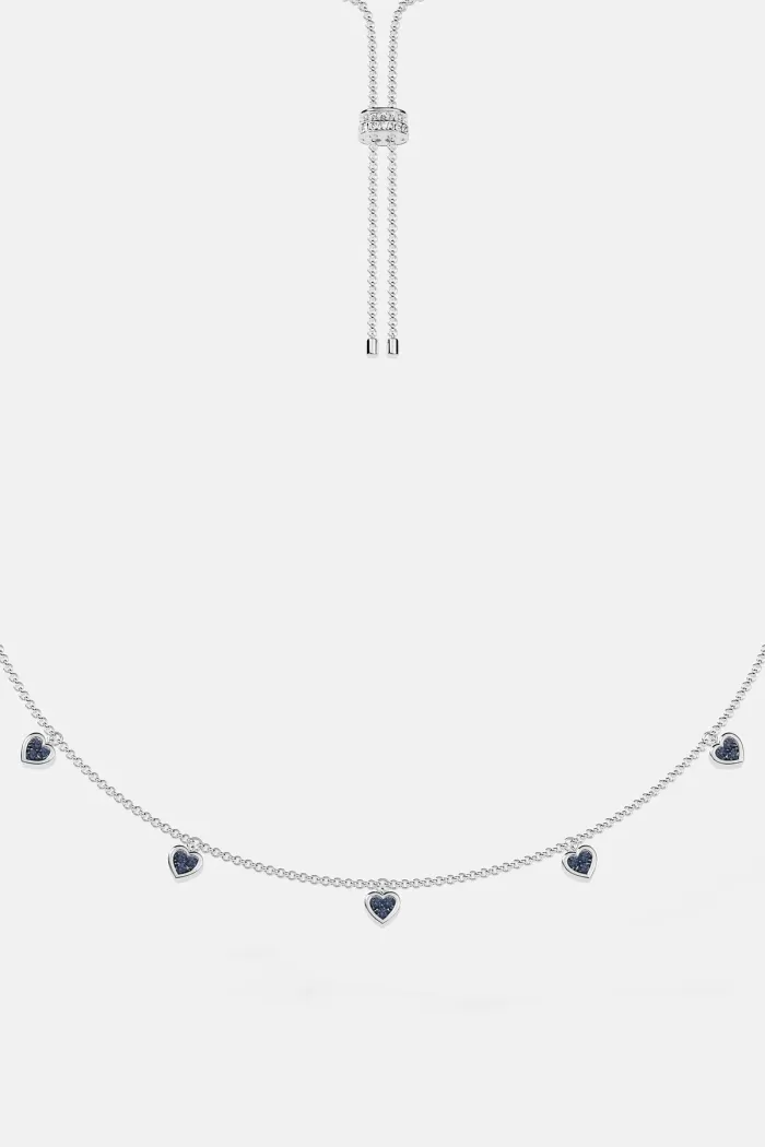 APM Monaco Collier réglable coeur bleu et blanc Argent Sterling