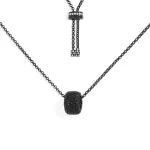 APM Monaco Collier réglable noir avec anneau pavé Argent Sterling