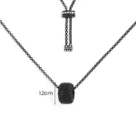 APM Monaco Collier réglable noir avec anneau pavé Argent Sterling