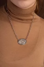 APM Monaco Collier réglable ovale pavé de chocolat Plaqué Or Rose 18 Carats