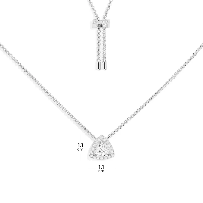 APM Monaco Collier réglable pavé triangle Argent Sterling