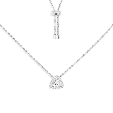 APM Monaco Collier réglable pavé triangle Argent Sterling