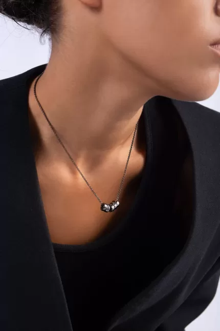 APM Monaco Collier réglable sourire code Morse Argent Sterling