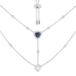 APM Monaco Collier réglable triangulaire à double chaîne Argent Sterling