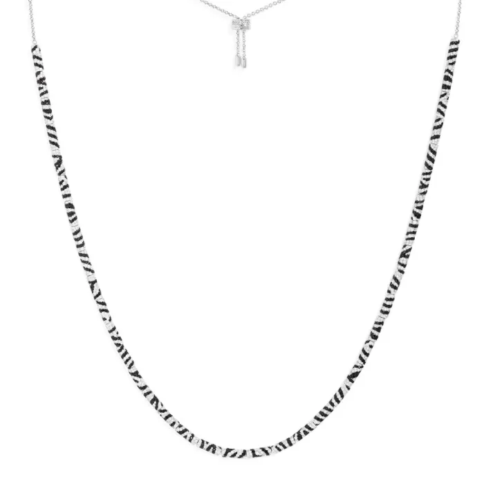 APM Monaco Collier réglable zèbre Argent Sterling