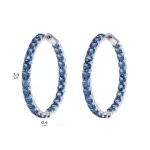 APM Monaco Grandes boucles d’oreilles créoles carrées bleues Argent Sterling