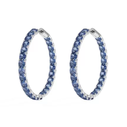 APM Monaco Grandes boucles d’oreilles créoles carrées bleues Argent Sterling