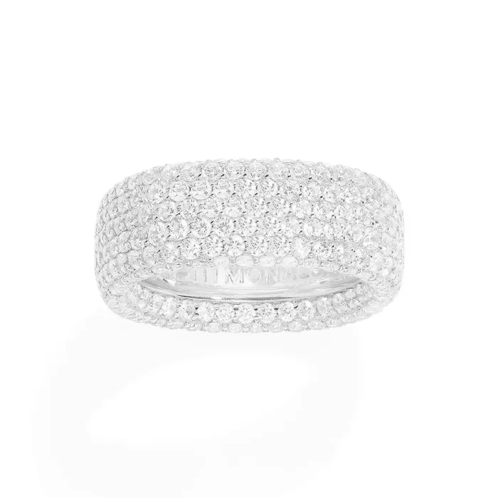 APM Monaco Grosse bague pavée Argent Sterling