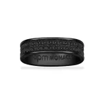 APM Monaco Grosse bague pavée noire Argent Sterling