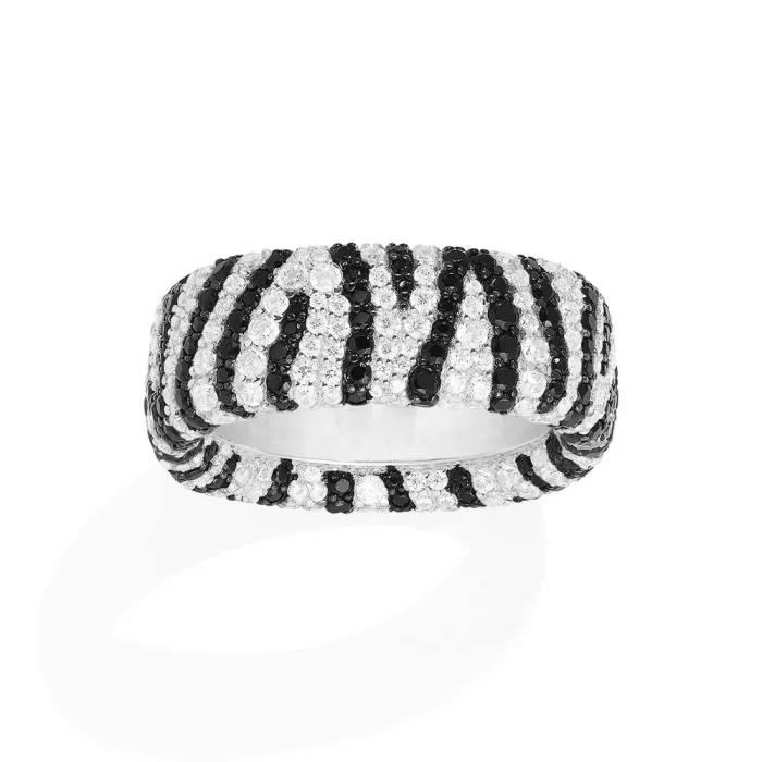 APM Monaco Grosse bague zèbre Argent Sterling