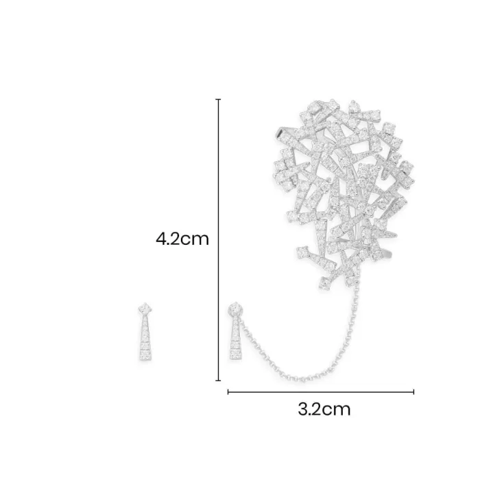 APM Monaco Manchette d’oreille et clous festival avec chaîne Argent Sterling