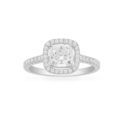 APM Monaco Petite bague carrée pavée Argent Sterling