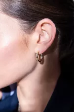 APM Monaco TOI MOI Boucles d’oreilles créoles en code Morse Plaqué Or Jaune 18 Carats