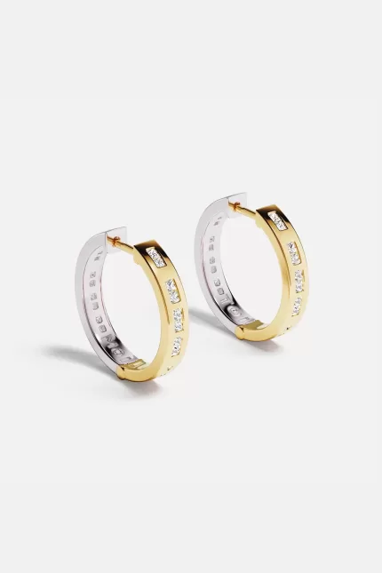 APM Monaco TOI MOI Boucles d’oreilles créoles en code Morse Plaqué Or Jaune 18 Carats